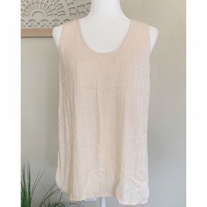 Joie Starleen Scoop Neck Beaded Tank Large cream